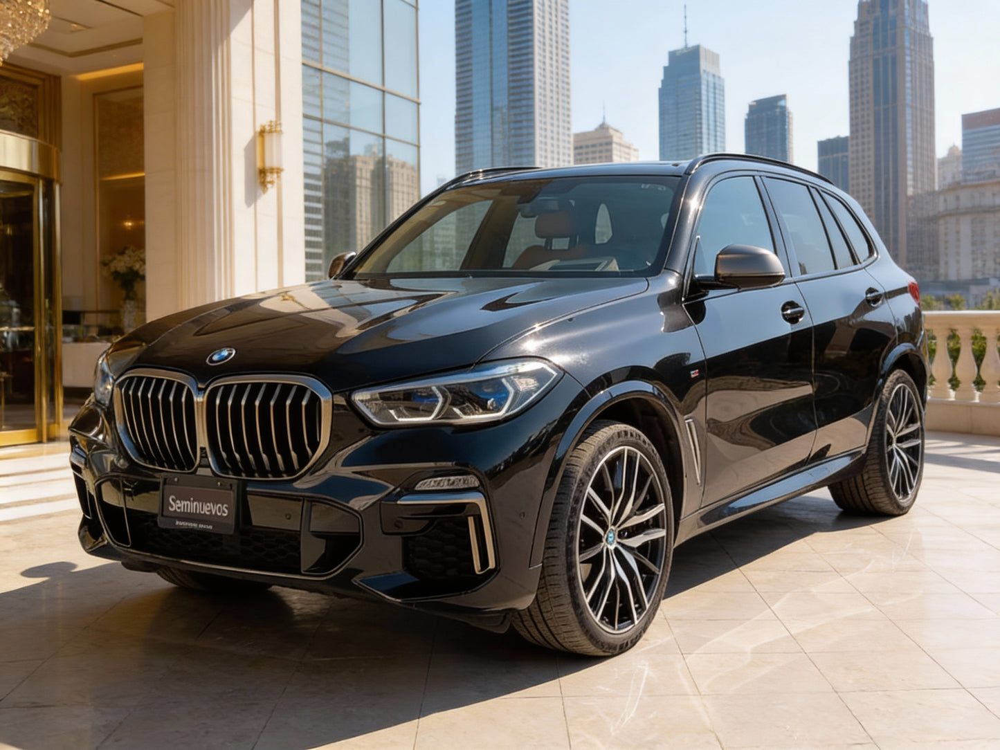 BMW X5 negra en servicio de transporte ejecutivo Golden Edge de Golden Drive con chofer profesional