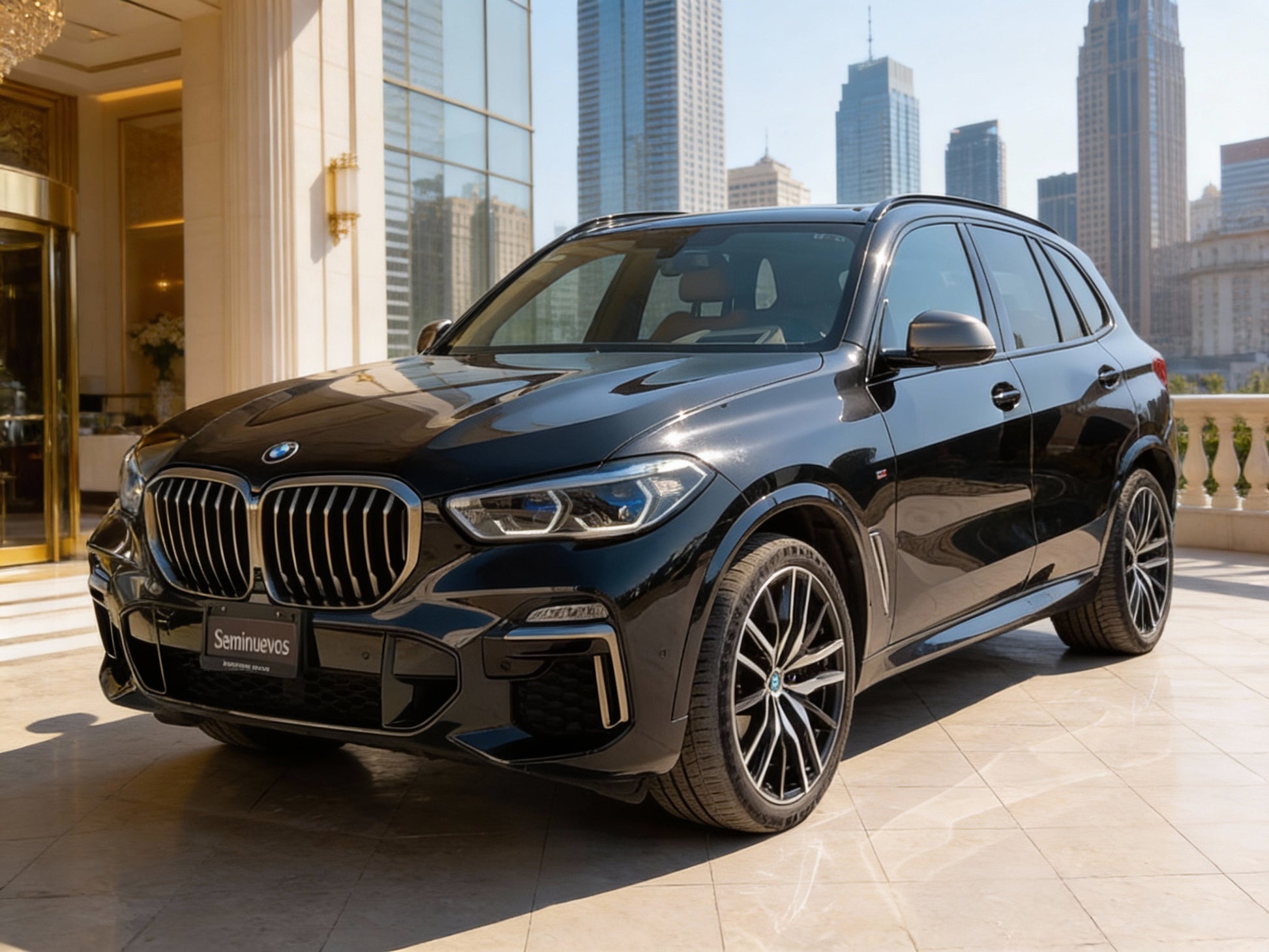 BMW X5 negra en servicio de transporte ejecutivo Golden Edge de Golden Drive con chofer profesional